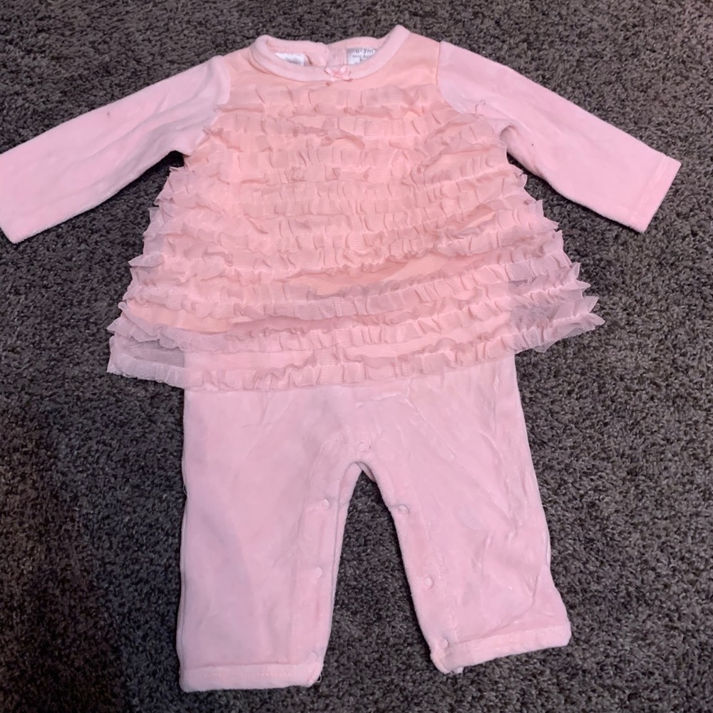 Pink ruffle pant suit